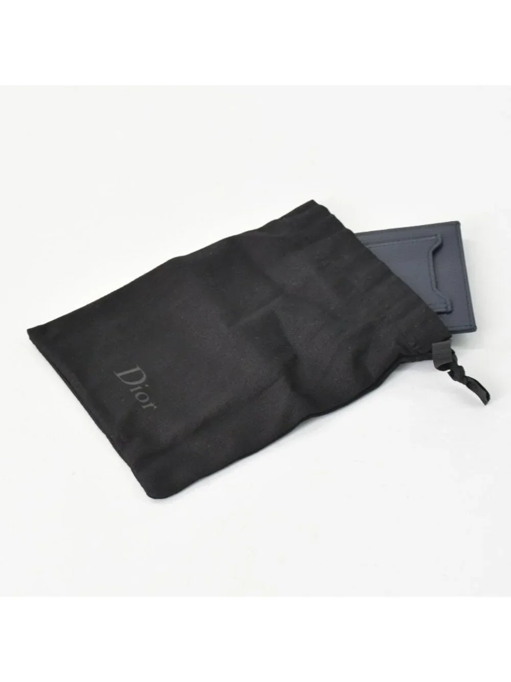 Dior Air Card Case Logo Strap Leather Navy Silver